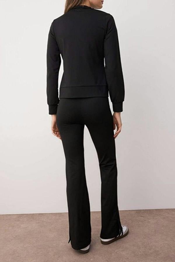 WOVCOR 2-Piece Raglan Sleeve Relaxed Top & Flare Bottom Stretch Knit Top - Set