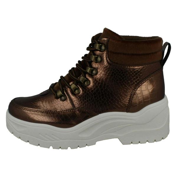 Spot On Ladies Spot On Flat Chunky Sole Ankle Boots F4437