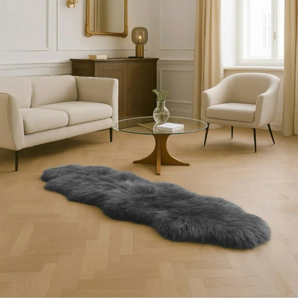 Infinity Leather Genuine Sheepskin Real Natural Wool Double Area Rug
