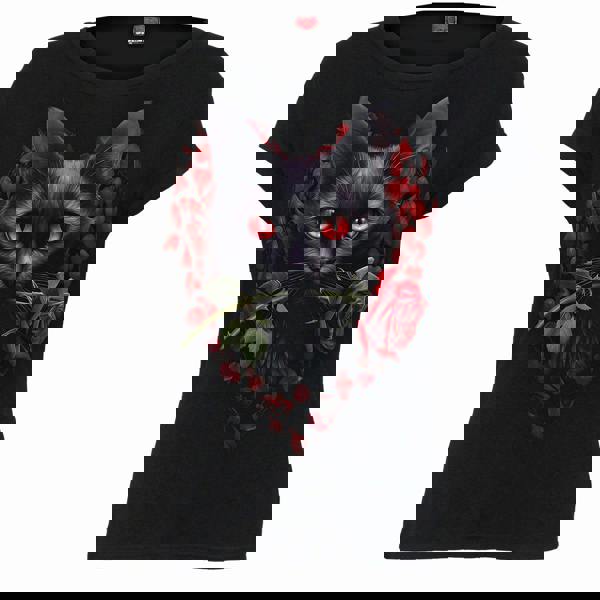 CAT'S LOVE - Boatneck Cap Sleeve Top Black