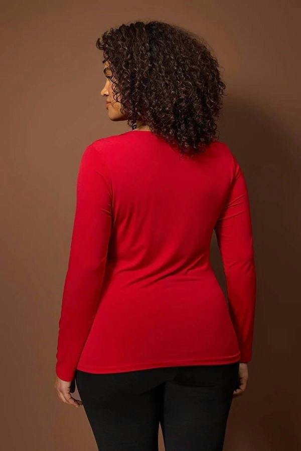 WOVCOR Asymmetrical Collar Accessory Detail Knitted Plus Size Blouse
