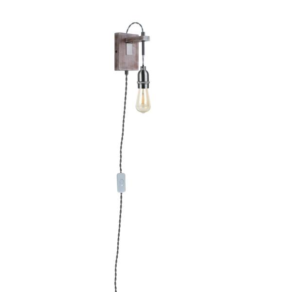 Pagazzi Lighting Kai 1 Light Rustic Grey Plug-In Wall Light with Switch Cable