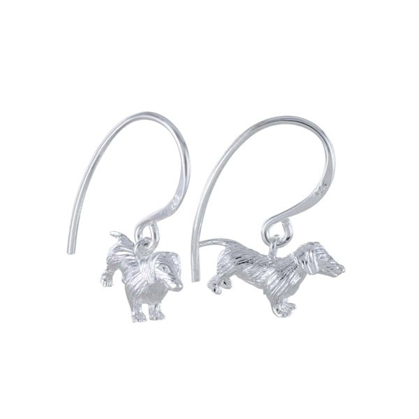 Fergus the Dachshund Sterling Silver Drop Earrings - Reeves & Reeves