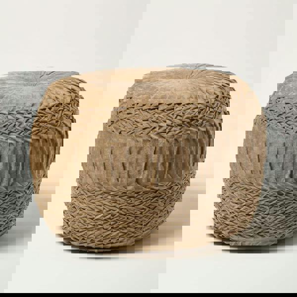 HOMESCAPES Sofia Pleated Velvet Pouffe