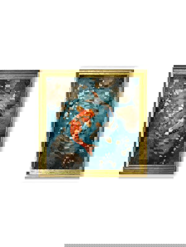 Exceptional Art Japanese Koi Carp Dusk - Gold Hurstwood Square Frame