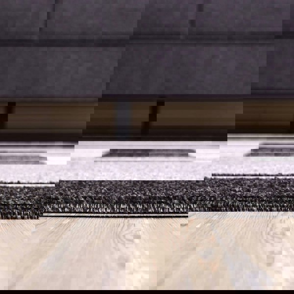 Modern Living Room Rug Bordered Design Grey Black | The Rugs