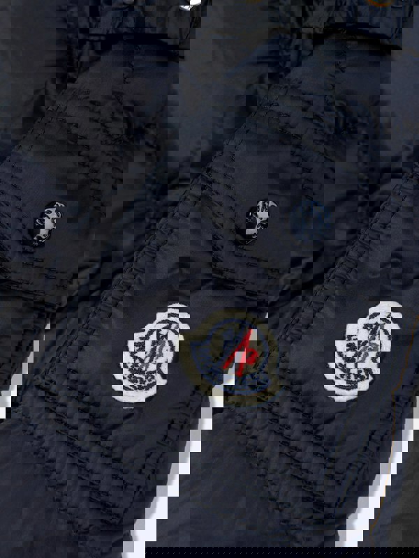 Moncler Enfant Girls Down Padded Meillon Long Parka in Navy