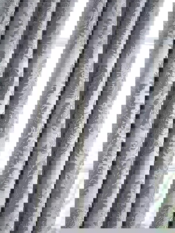 Catherine Lansfield Damask Jacquard Fully Lined Eyelet Curtains Grey