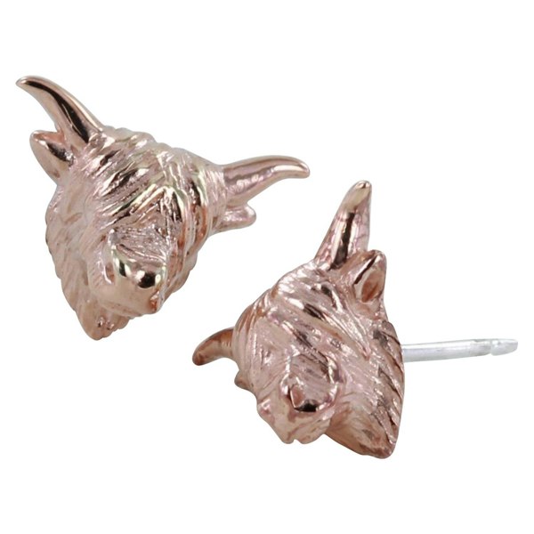 Sterling Silver Highland Cow Stud Earrings - Reeves & Reeves