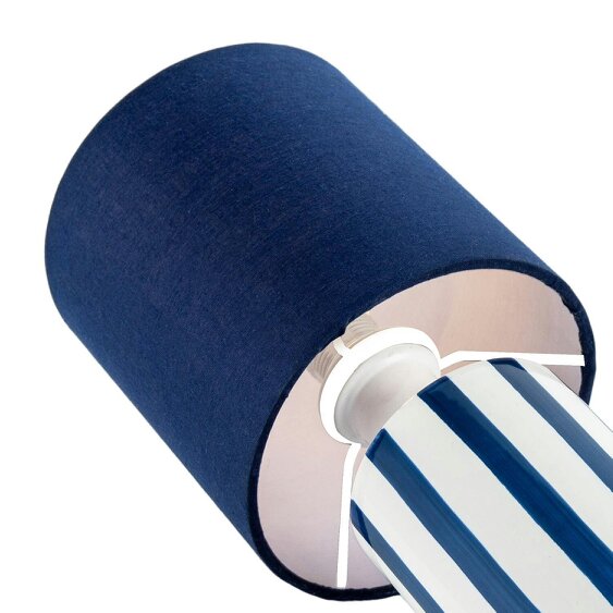 Happy Homewares Navy Blue and White Striped Ceramic Coastal Modern Designed Table Lamp