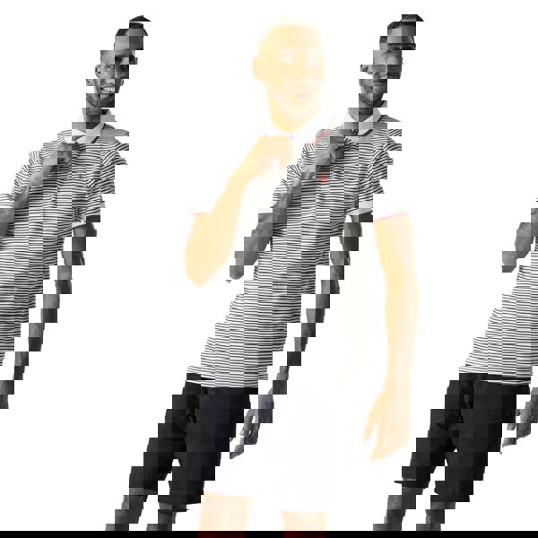 Regatta Mens Tiver Striped Polo Shirt - White/Navy - 