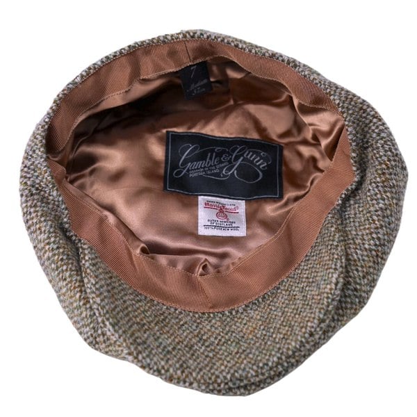 Gamble & Gunn Col- British Made Harris Tweed Button Top Cap