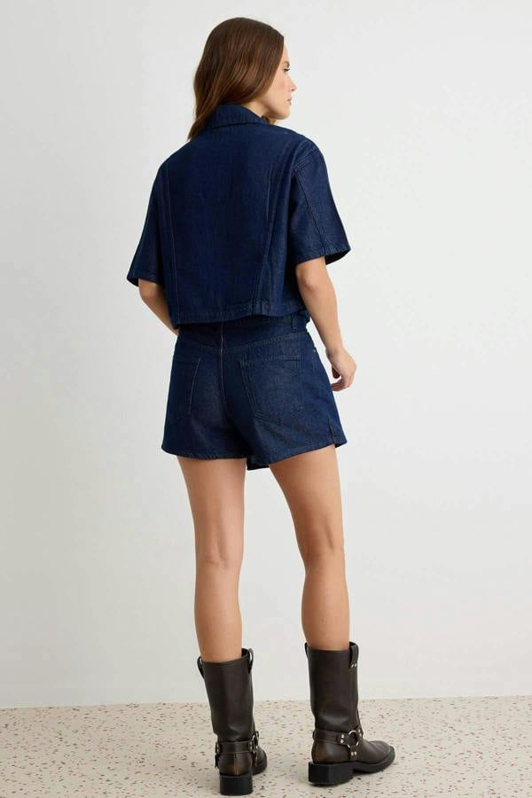 2-Piece Shirt Collar Short Sleeve Relaxed Fit Shirt and Shorts Co-ord