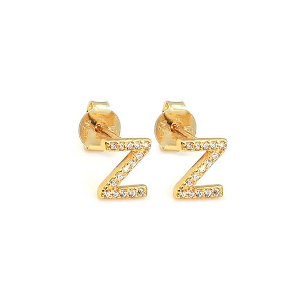 Say It With Dainty Initial Earring Pair - Yellow Gold