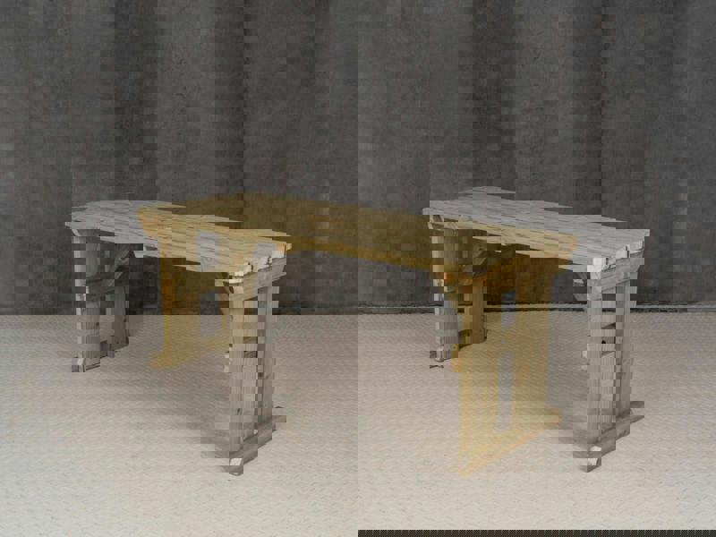 Hollies Rounded Wooden Garden Table – Outdoor Picnic Dining Desk for Gardens, Patios, and Backyards