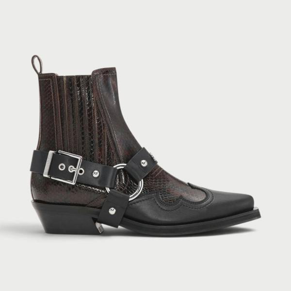 GANNI Low Cut Western Chelsea Cowboy Boots Dark Burgundy