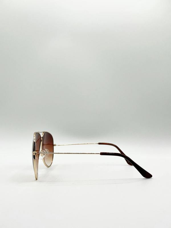 Classic Pilot Gold Aviator Sunglasses - svnx