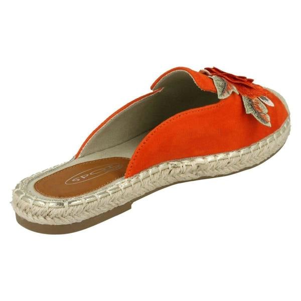 Spot On Ladies Spot On Flower Embellishment Espadrille Mules