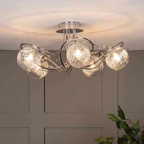 Pagazzi Lighting Neso 5 Light Polished Chrome Semi Flush Ceiling Light