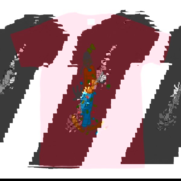 Disney Mens Goofy Christmas Lights T-Shirt - Burgundy