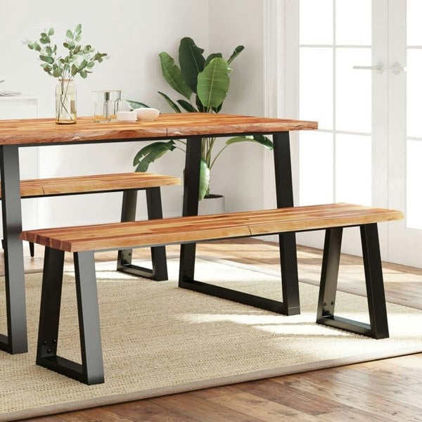 Berkfield Bench with Live Edge 140 cm Solid Wood Acacia