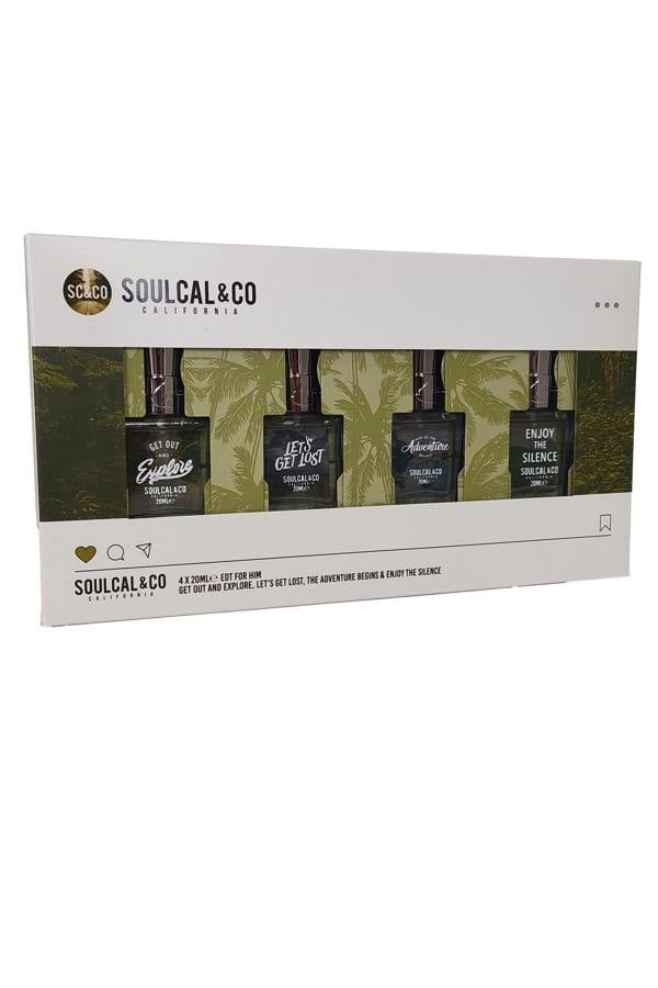 Soulcal & Co for Him Gift Set 4 x 20ml Eau de Toilette Spray Get Out., Lets Get., And So., Enjoy Soulcal California
