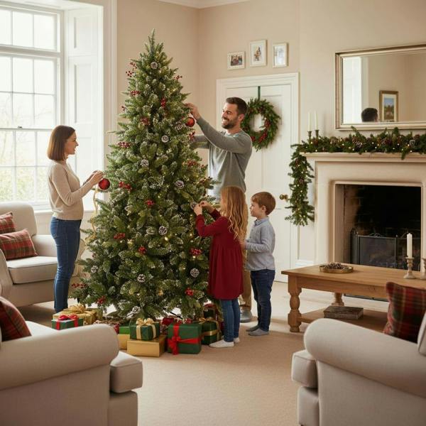 4ft to 8ft Stockholm Pine Artificial Christmas Trees with Berries, Frosted Cones and Mixed Tips image 5