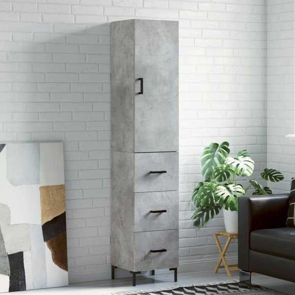 Berkfield Highboard Concrete Grey 34.5x34x180 cm Engineered Wood