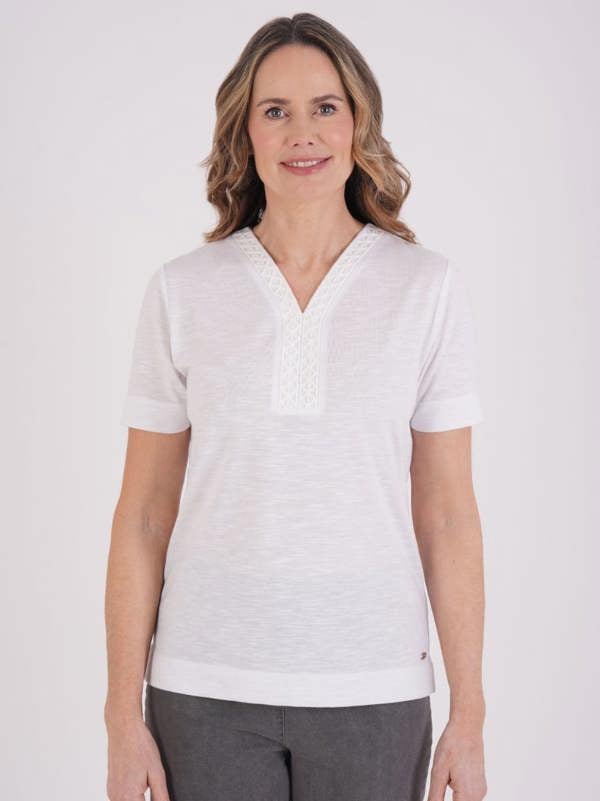 TIGI Embroiderd Neckline Top