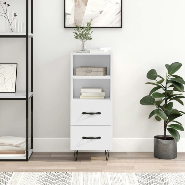 Berkfield Sideboard High Gloss White 34.5x34x90 cm Engineered Wood
