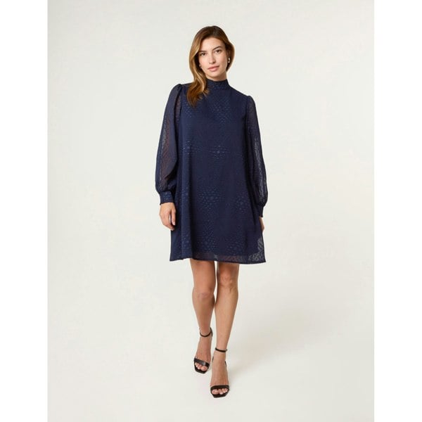 Blue Vanilla High Neck Shift Dress