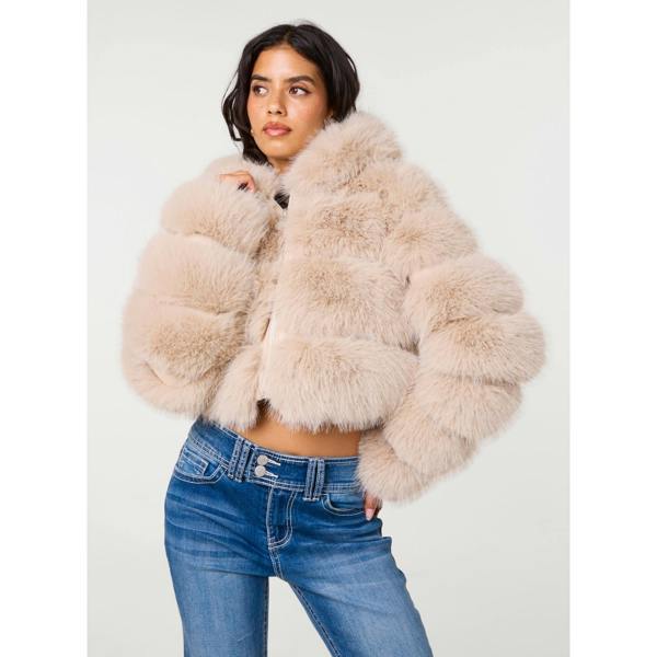 Pink Vanilla Hooded Pelted Fur Jacket