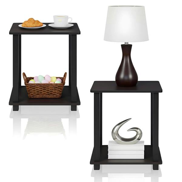 WALPLUS Modern Furniture Piece for Stylish and Functional Home Use | 12127DWN Simplistic End Table, Set of Two, Dark Walnut