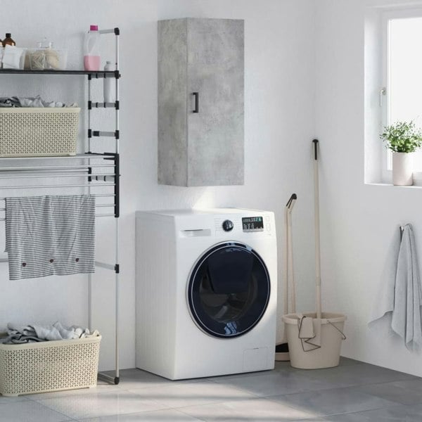 Berkfield Wall Mounted Cabinet Concrete Grey 34.5x34x90 cm