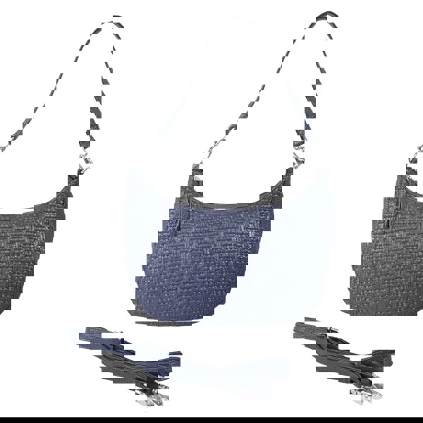 Real Hide Bags 'Wonder Weave' Navy Real Leather Woven Designer Shoulder Crossbody Bag