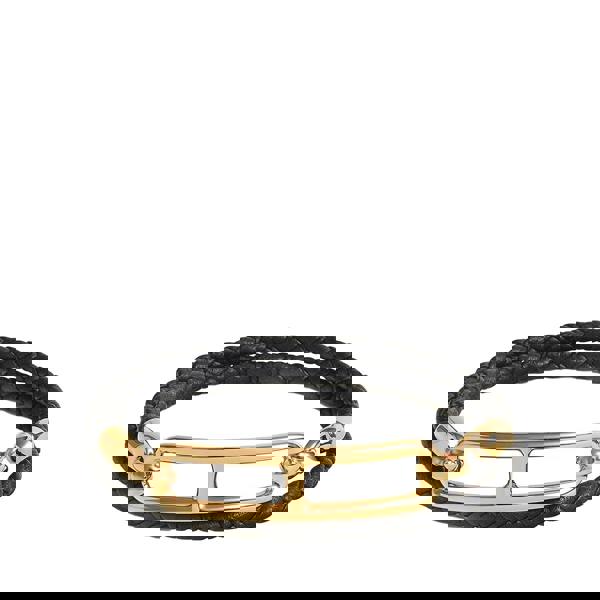 Hermes Roulis Double Tour Bracelet in black and gold