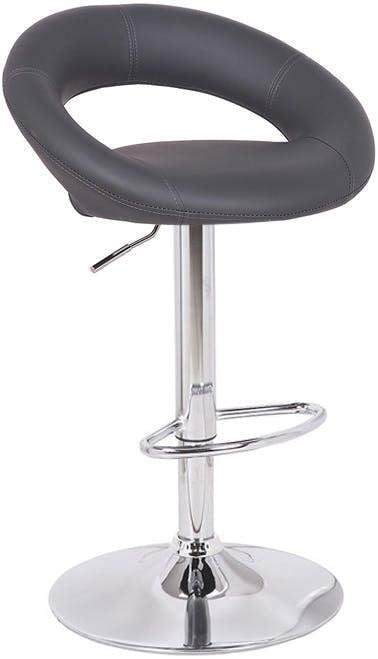 Lamboro Sorrento Kitchen Bar Stool, Chrome Footrest, Adjustable Swivel Gas Lift, Home Bar & Breakfast Faux-Leather Barstool, Charcoal Grey