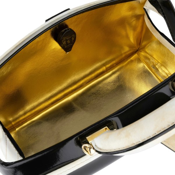 Embassy London Gazelle - Black & Cream - Women’s mini patent leather top handle & crossbody bag