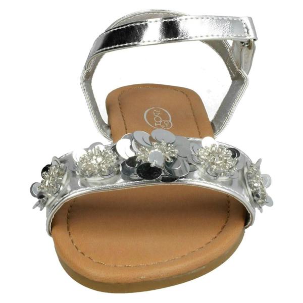 Spot On Girls Spot On Sequin Flower Trim Sandals H0270