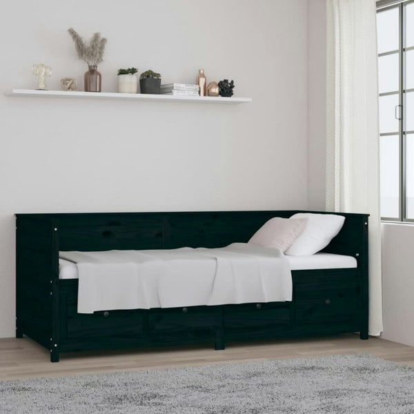 Berkfield Day Bed Black 90x200 cm Solid Wood Pine