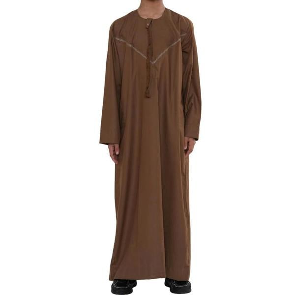 HM10 - Boy's Thobe Emirati Omani Zipped Jubba - Camel - Thobez - 28