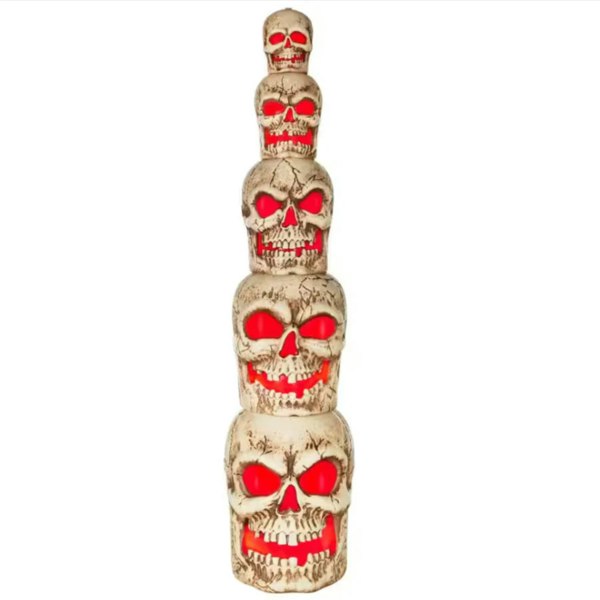 Samuel Alexander Home Accents Holiday 8ft Giant-Sized Halloween Skull Stack with Red LEDs