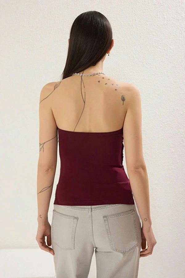 WOVCOR Strapless Knitted Blouse with Ruched Detail