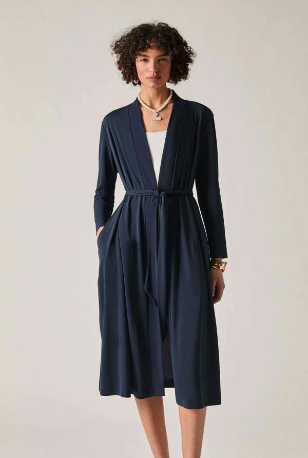 James Lakeland Navy Jersey Longline Cardigan