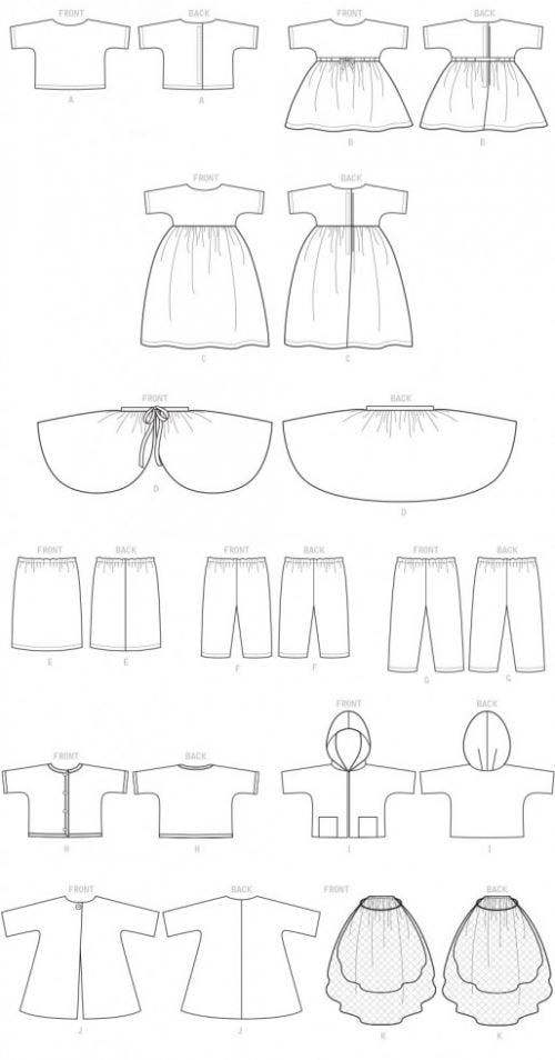 Butterick Sewing Pattern 6606, Doll Clothes OSZ () - Easy