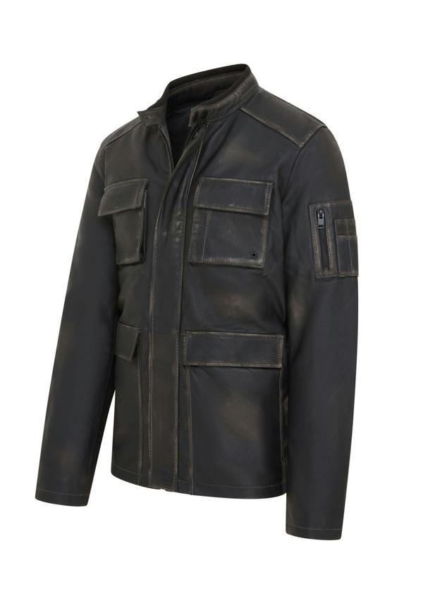 Infinity Leather Mens Vintage Black Leather Safari Jacket - Fagernes