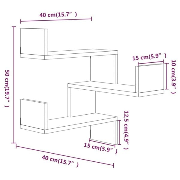 Berkfield Wall Corner Shelves 2 pcs Smoked Oak 40x40x50 cm Engineered Wood