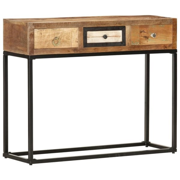 Berkfield Console Table Gold 90x30x75 cm Solid Reclaimed Wood