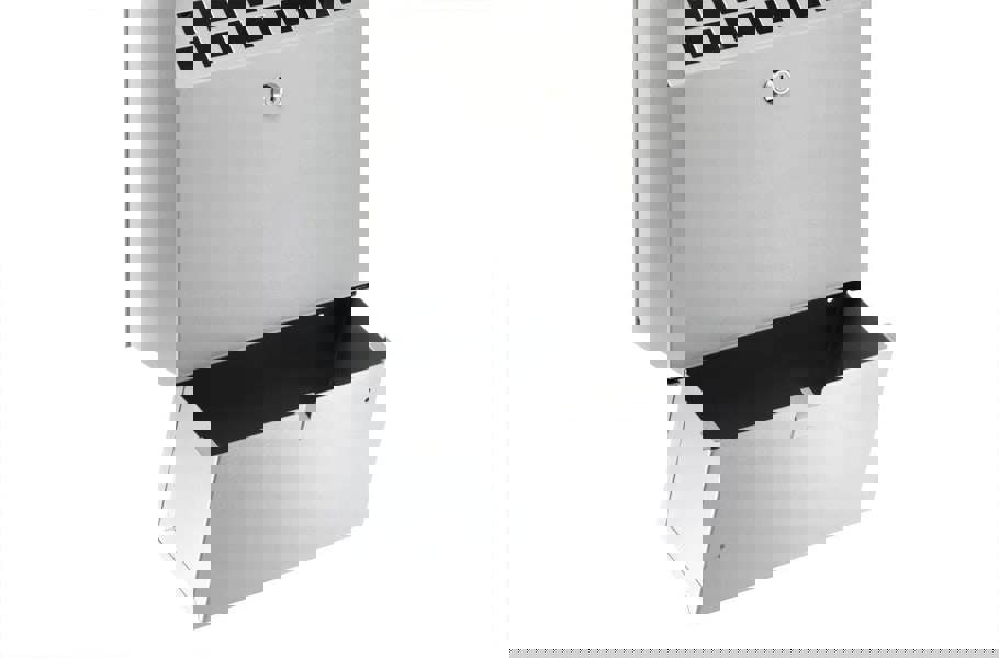 Durable Wall Mounted Lockable Steel Ashtray | 4L | Silver