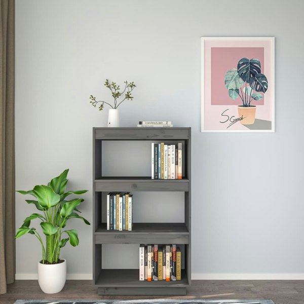 Berkfield Book Cabinet/Room Divider Grey 60x35x103 cm Solid Wood Pine